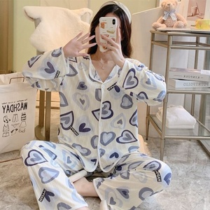 Dames Lente Nachtkleding Tweedelige Thuiskleding Katoenen Herfst Dunne Broek Met Lange Mouwen Pyjama Dames Nachtjapon Ijs Zijde Loungekleding - Product Image 4