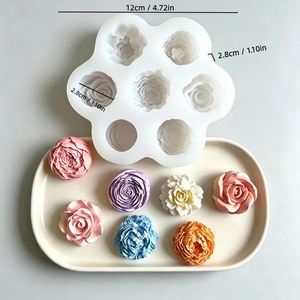 7 Hole 3D Rose <b>Candle</b> <b>Mold</b> For DIY Soap And Craft Making With Customizable Shape And Transparent White Design - Product Image 4