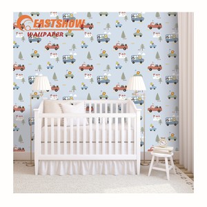 <span class=keywords><strong>Papier</strong></span> <span class=keywords><strong>peint</strong></span> pour chambre d'enfant, motif classique moderne, <span class=keywords><strong>voiture</strong></span>, arbre, animal - Product Image 1