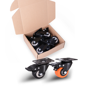 Ensemble de roulettes pivotantes en <span class=keywords><strong>PVC</strong></span> orange et <span class=keywords><strong>noir</strong></span>, freinables, 50 mm (2 pouces), petites roulettes pour meubles, usage léger, pour chaise de bureau - Product Image 1