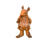 Statuette de pierre lapin Rat, ornement de jardin, en métal rustique, décoration de pelouse, statue d'animaux, Sculpture