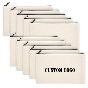 Túi Móc Chìa Khóa Logo Tùy Chỉnh Túi Vải Bố Có Khóa Kéo Phía Trên Bằng Vải Cotton Để Đóng Gói Mỹ Phẩm - Product Image 1