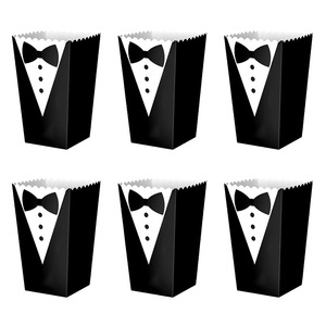 Cajas de papel de palomitas de maíz con pajarita de traje blanco y negro creativas al por mayor adecuadas para películas y niños - Product Image 2