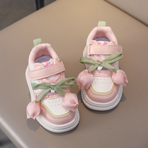 2025 automne filles baskets mignon blanc mode chaussures pour petits enfants polyvalent baskets décontractées avec motif de Logo à la mode - Product Image 2