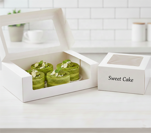 Caja <span class=keywords><strong>de</strong></span> Embalaje Personalizada <span class=keywords><strong>de</strong></span> Lujo para Pasteles <span class=keywords><strong>de</strong></span> Matcha Blancos, Galletas Dulces, Postres, Donas y Galletas con Ventana - Product Image 1