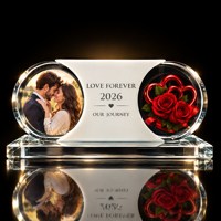 Trophée sablier personnalisé Neelpure 198617 en cristal K9, gravé au laser et imprimé UV, avec double photo, pour récompenses d'entreprise, de couple ou scolaires