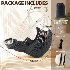 Nouvelle <span class=keywords><strong>chaise</strong></span> <span class=keywords><strong>hamac</strong></span> améliorée et <span class=keywords><strong>repose</strong></span>-pieds extensible pour jardin extérieur, barre d'écartement en acier, balançoire de patio, <span class=keywords><strong>chaise</strong></span> de relaxation de loisirs - Product Image 3