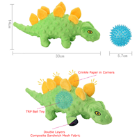 Offre Spéciale 2-en-1 Jouets pour chiens New Pet Squeaky Plush TPR Ball Dinosaur Stegosaurus pour chiens