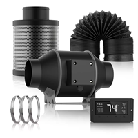 Kipas Saluran In-line Motor EC 4 Inci Smart Garden, Kontrol Kelembapan dan Suhu, Filter Karbon Udara, Saluran Udara Plastik PVC, Hidro