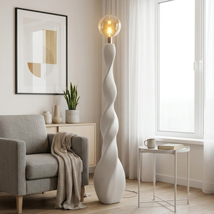 Twisted Sculpture Floor Lamp, Minimalist Resin Standing Lamp, Naked <b>Globe</b> Bulb Decor Floor <b>Light</b> for Living Room Villa - Product Image 6
