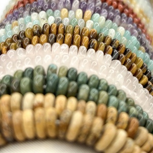 Pulseiras de Pedra Natural Redondas e Planas 6x2mm, Braceletes Empilháveis de Gemas Rondelle, Joias de Cristal por Atacado - Product Image 4