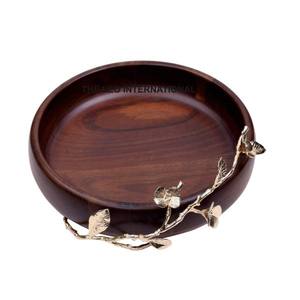 Matériau en bois naturel Forme ronde Bol fini poli pour bois Style fantaisie moderne Accent décoratif pour la maison Bol - Product Image 1