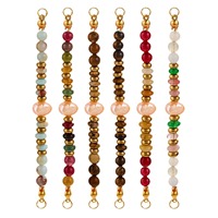 Perles en pierre naturelle et acier inoxydable, pendentifs à double trou avec placage or pour la fabrication de bijoux et les cadeaux de fête