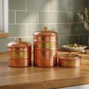 Copper Food Container Set With Lid Classic Round Design Polished Finish Keep Fresh <b>Storage</b> Boxes <b>Bins</b> - Product Image 6