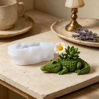 Moule en silicone en forme de crocodile pour pot de fleurs 3D DIY, idéal pour la fabrication artisanale de pots en ciment, décoration de jardin et fournitures d'artisanat