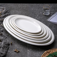 Assiette ovale en porcelaine blanche de qualité supérieure, plat de service profond, plat à poisson cuit à la vapeur, vaisselle pour hôtel, restaurant, usage domestique