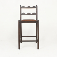 Chaise de bar en bois massif, fabrication directe d'usine, avec dossier ondulé et coussin en cuir