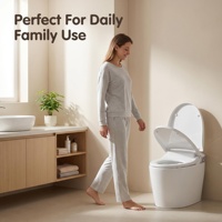 WC intelligent économique monobloc avec chasse automatique, siège allongé chauffant, capteur de pied, compatible S-Trap/P-Trap