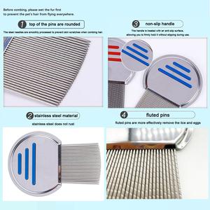 Peigne à <span class=keywords><strong>poux</strong></span> en métal de précision, en acier inoxydable, à dents fines, pour éliminer les lentes, avec barres antidérapantes en silicone rouge - Product Image 6