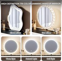Coiffeuse moderne crème avec armoire latérale extensible et miroir LED nuage, ensemble de table de maquillage pour chambre à coucher.