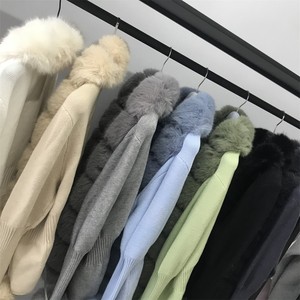 Cardigan tricoté en cachemire pour femme, manches longues, col en fourrure, décontracté, tricot, à la mode, collection - Product Image 6