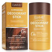 ELAIMEI bâton de déodorant naturel en bois de santal pour hommes, 80g, anti-transpirant réutilisable, sans aluminium, pour éclaircir la peau