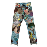 DiZNEW Jeans Slim Patchwork pour Hommes, Conception Exclusive OEM de Haute Qualité avec Logo Personnalisé, Fabrication 2023 en Chine
