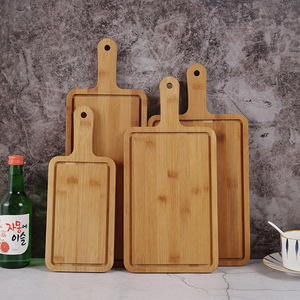 Plateau de service en bambou Ganbang 32x13cm avec poignée pour pizza, steak, pain, gâteau, cuisson, plat de style occidental - Product Image 1