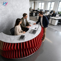 Bureau de direction moderne en bois durable et écologique, design paramétrique demi-cercle incurvé, avec plateau en marbre commercial de luxe