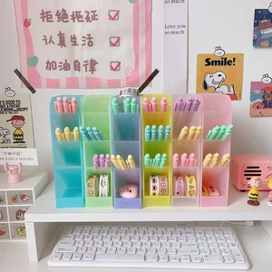 Creatieve Briefpapier Leuke Candy Kleur Clear Plastic Pennenhouder Desk Organizer