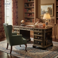 Bureau de direction EKAR Dynasty Heritage |   Bureau en laque noire de style anglais peint à la main |