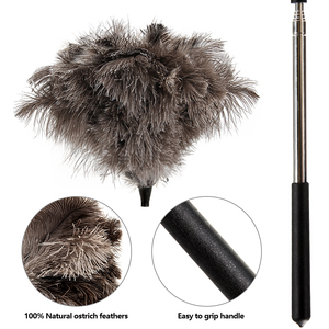 Plumeau en Plumes d'Autruche de Haute Qualité avec Manche Extensible - Plumeau à Long Manche de 170 cm pour le Nettoyage Domestique - Product Image 6