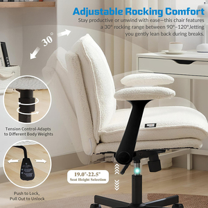 Envío Gratuito, <span class=keywords><strong>Silla</strong></span> de Oficina Ergonómica con Respaldo Bajo, Asiento Ancho Ajustable, Base de Metal con Ruedas y Patas Cruzadas - Product Image 5