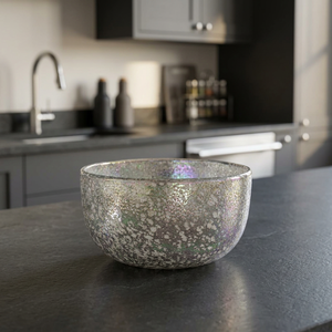 Bol à bougie décoratif en verre imprimé bicolore fait main, irrégulier, moucheté, résistant à la chaleur, transparent, centre de table, maison, Noël - Product Image 2
