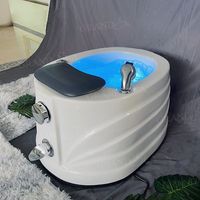 Bain de pieds pour salon de beauté Massage en acrylique avec lumière de surf Bol de pédicure Bassin de massage pour spa des pieds avec trou de drainage