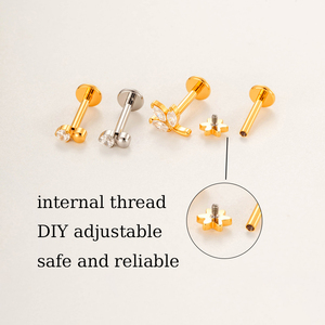 HENGSEN titane dos plat boucle d'oreille Zircon Piercing bijoux Dragon serpent Cartilage titane hélice oreille Piercing pour <span class=keywords><strong>les</strong></span> femmes - Product Image 3