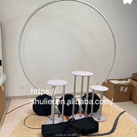 Support de toile de fond rond en aluminium, design traditionnel éthiopien coloré, pour mariages, anniversaires, fêtes d'enfants et événements.