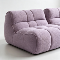 Ensemble de canapés vintage rétro en tissu chenille en forme de citrouille avec pieds en bois et accoudoirs droits pour salon