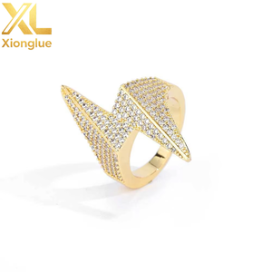 18K Gold Plated Full Diamond Shaped <b>Ring</b> Hop Trend Insert Zircon <b>Ring</b> for Men Women <b>Brass</b> Jewelry - Product Image 2
