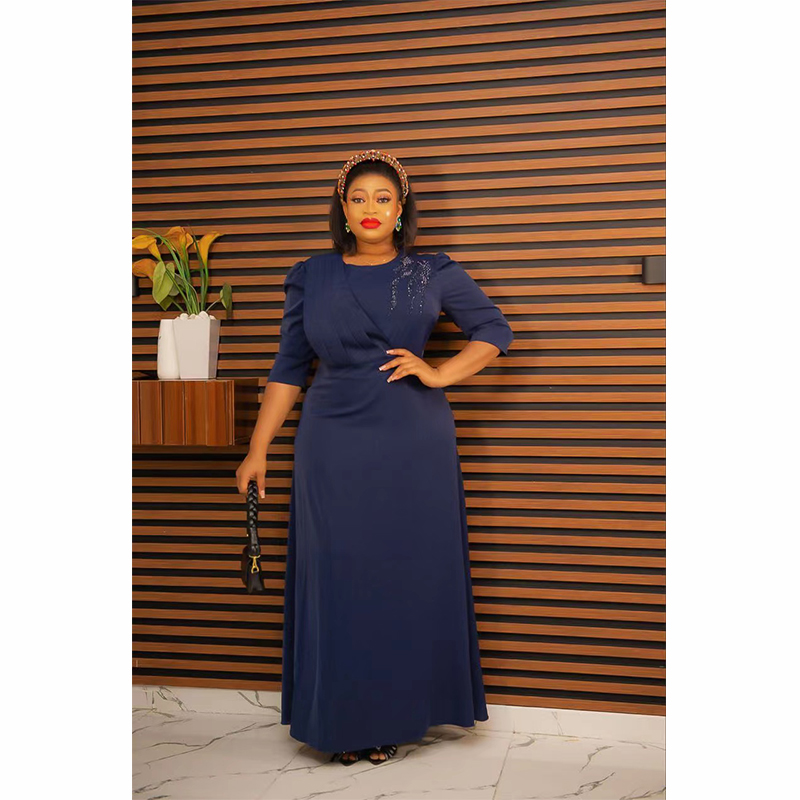 Fashion African Plus Size Solid Color Long Sleeve Maxi Dress Elegant Mother  Dresses| Alibaba.com