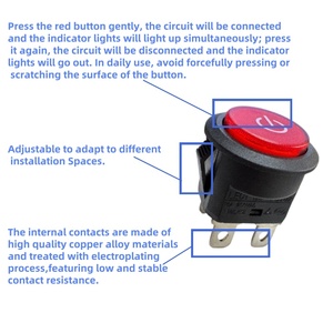 16A 250V không thấm nước on off push button chuyển 3pin Red LED chỉ số Durable vòng chuyển đổi cho Xe thuyền xe máy - Product Image 6
