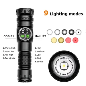 Hot Bán Cao Lumens Đuôi Nam Châm 1500M Dài Phạm Vi COB Kính Thiên Văn Zoom USB Có Thể Sạc Lại Trắng <span class=keywords><strong>LED</strong></span> <span class=keywords><strong>Torch</strong></span> Ánh Sáng Đèn Pin Chiến Thuật - Product Image 3