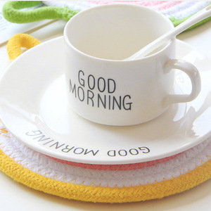 Sous-verre en corde de coton pour le thé de l'après-midi, set de table tissé résistant à la chaleur, dessous de plat élégant pour la maison, vente en gros, coffret cadeau - Product Image 1