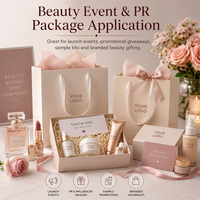 Sacs en papier carton ivoire de luxe avec couvercle à rabat renforcé en feuille d'or et papier de soie personnalisé pour emballage cadeau de produits de soin