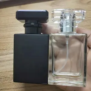 Bouteille de Parfum vide en verre noir rechargeable, 30ml, 50 Ml, 75ml, 100ml, flacon de Parfum carré et plat de luxe, vente en gros