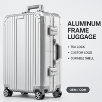Valise de voyage rigide à 4 roues avec cadre en aluminium, élégante, classique, luxueuse, simple, avec serrure TSA, durable, logo personnalisé OEM ODM