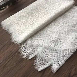 Toptan siyah ve beyaz işlemeli kirpik dantel kumaş elbise aksesuarları gelin Veils elbiseler ve vaftiz elbiseler Yard tarafından