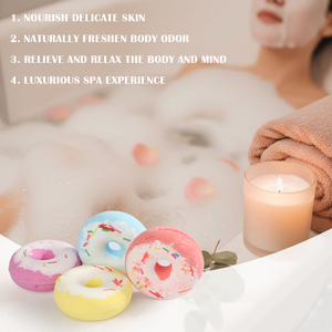 Bombas de Baño de Sal Marina Natural Hidratante de 40G, Aromaterapia de Lavanda, Aceite Esencial con Aroma Floral, Bombas de Baño Hechas a Mano en Forma de Donut - Product Image 4