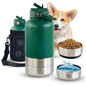 Comedero Portátil 3 en 1 de Acero Inoxidable para Mascotas con Logotipo Personalizado, Botella de Agua para Perros con Contenedor de Alimentos para Viajes al Aire Libre - Product Image 1
