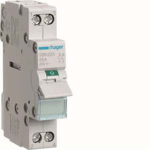 SBN225 Personalizzabile con interruttore non automatico Hager 2P 25A 230V AC modulo 1 DIN - Product Image 1